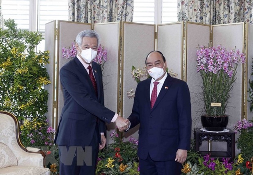 Lễ đón Chủ tịch nước Nguyễn Xuân Phúc thăm cấp Nhà nước tới Singapore