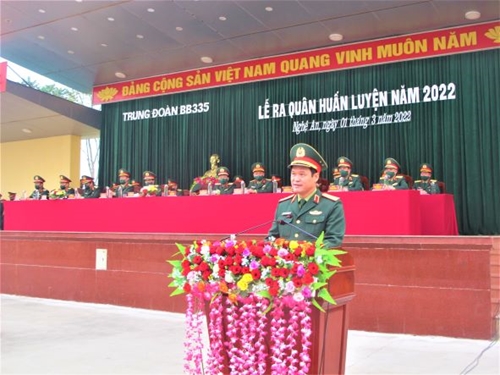 Thượng tướng Vũ Hải Sản dự Lễ ra quân huấn luyện tại Trung đoàn 335 (Sư đoàn 324, Quân khu 4)