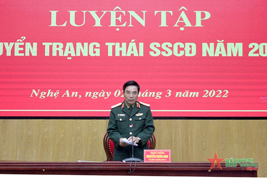 Bộ tư lệnh Quân khu 4 luyện tập chuyển trạng thái sẵn sàng chiến đấu năm 2022