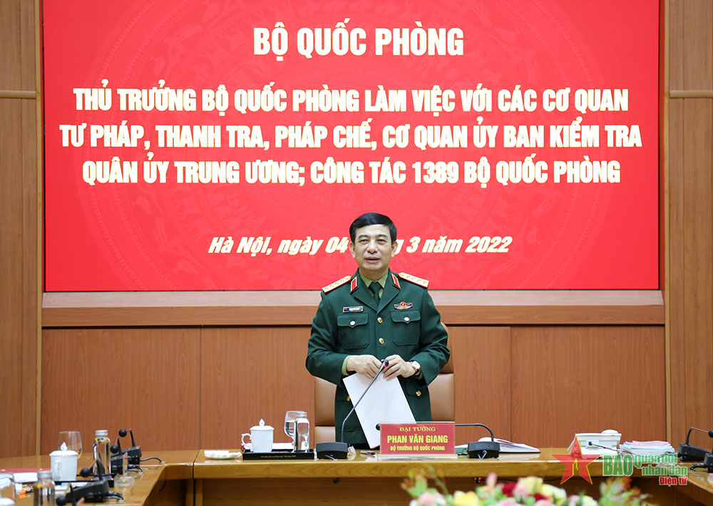 Đại tướng Phan Văn Giang làm việc với các cơ quan tư pháp, thanh tra, pháp chế và một số cơ quan liên quan