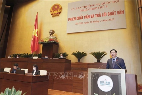 Chủ tịch Quốc hội Vương Đình Huệ phát biểu khai mạc phiên chất vấn của Ủy ban Thường vụ Quốc hội