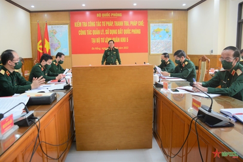 Bộ Quốc phòng kiểm tra công tác tư pháp, thanh tra, pháp chế tại Bộ tư lệnh Quân khu 5