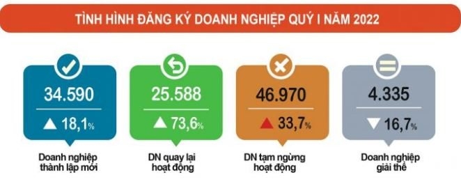 3 tháng đầu năm, cả nước có gần 34,6 nghìn doanh nghiệp đăng ký thành lập mới