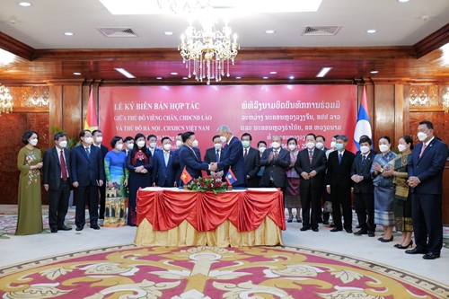 Thủ đô Hà Nội và Thủ đô Viêng Chăn (Lào) đẩy mạnh hợp tác trên nhiều lĩnh vực