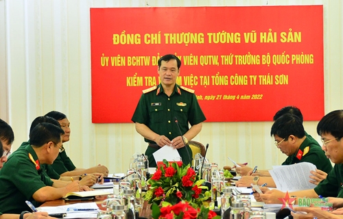 Thượng tướng Vũ Hải Sản làm việc với Tổng công ty Thái Sơn