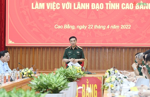 Đại tướng Phan Văn Giang làm việc với lãnh đạo tỉnh Cao Bằng

