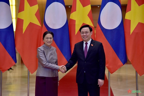 Chủ tịch Quốc hội Vương Đình Huệ tiếp Phó chủ tịch nước Lào
