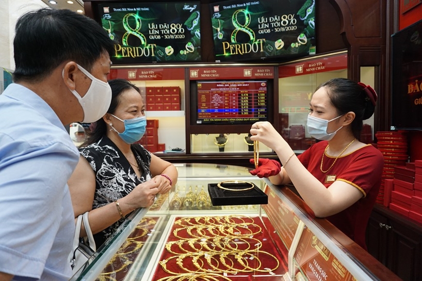 Giá vàng hôm nay tăng nhẹ. Ảnh minh họa: TTXVN