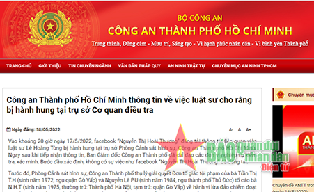 Công an TP Hồ Chí Minh thông tin về việc luật sư cho rằng bị hành hung tại trụ sở cơ quan điều tra