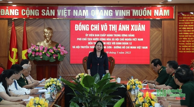 Phó chủ tịch nước Võ Thị Ánh Xuân làm việc với Binh đoàn 12 và Hội truyền thống Trường Sơn-Đường Hồ Chí Minh Việt Nam