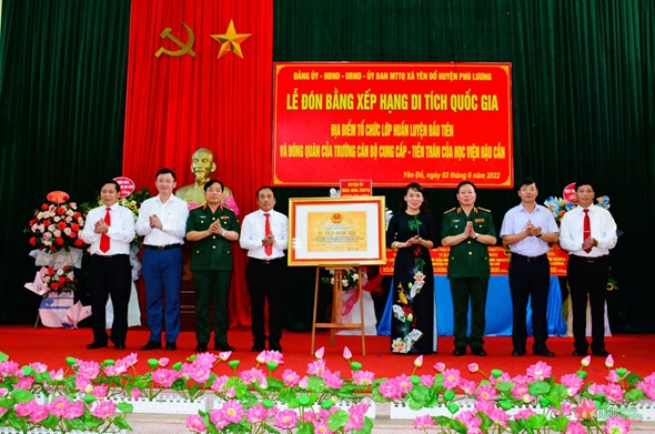 Lễ đón nhận Bằng xếp hạng Di tích quốc gia địa điểm tổ chức lớp huấn luyện đầu tiên, tiền thân Học viện Hậu cần​