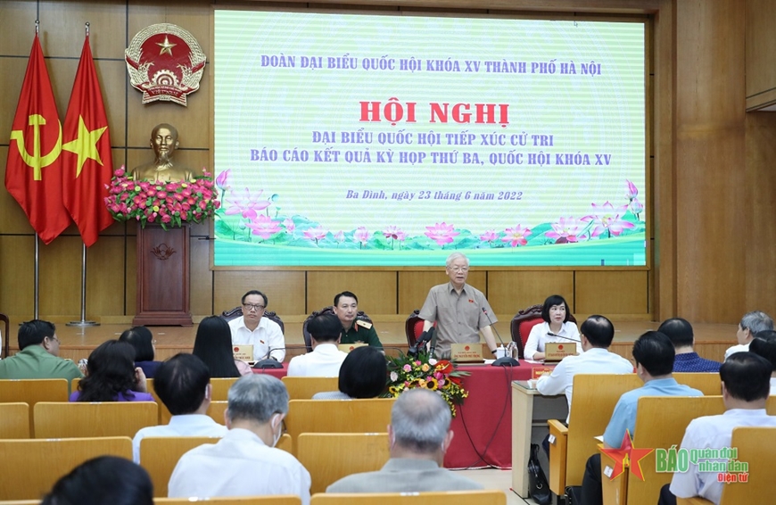 Tổng Bí thư Nguyễn Phú Trọng tiếp xúc cử tri sau Kỳ họp thứ ba, Quốc hội khóa XV