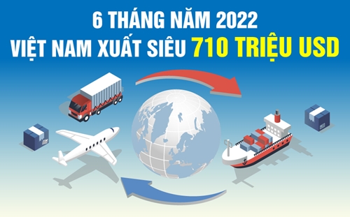 Việt Nam xuất siêu 710 triệu USD trong 6 tháng đầu năm 2022
