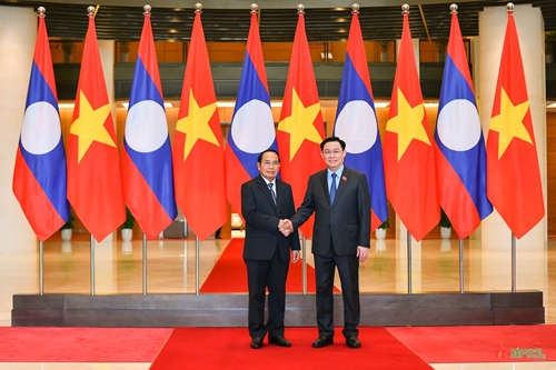Chủ tịch Quốc hội Vương Đình Huệ tiếp Phó chủ tịch nước Lào Bounthong Chitmany