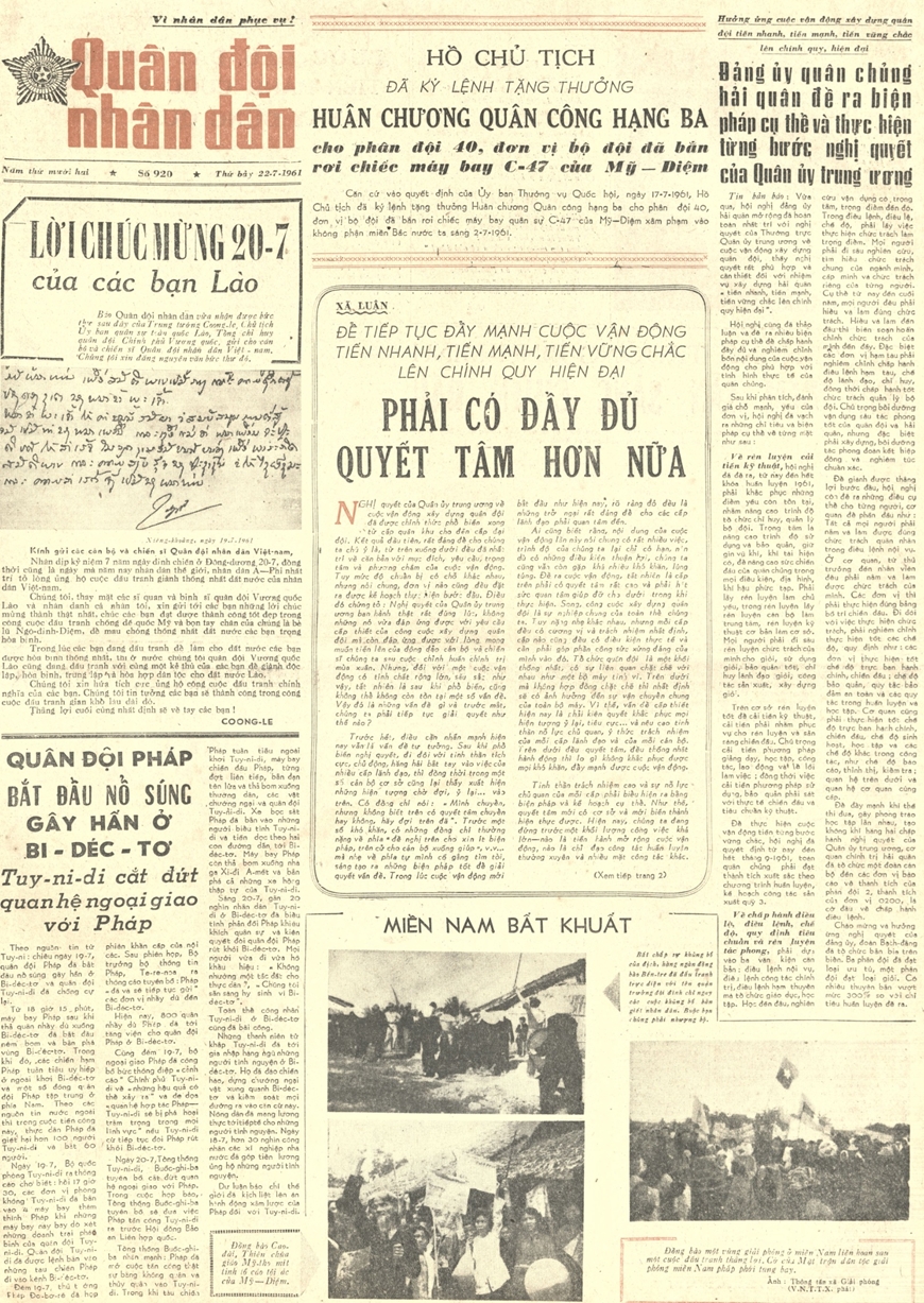 Ngày 22-7-1954: Bác căn dặn “Cả nước đồng lòng, muôn người như một, chúng ta nhất định thắng lợi”