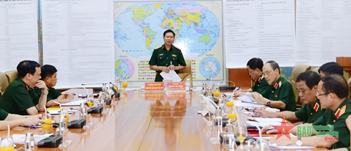 Thượng tướng Nguyễn Tân Cương chủ trì Hội nghị thống nhất văn kiện chỉ đạo diễn tập cho các đơn vị, học viện, nhà trường trong toàn quân