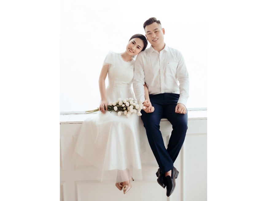 Phạm Hoàng Giang và Nguyễn Thị Thu Trang trong ngày vui hạnh phúc. Ảnh do nhân vật cung cấp