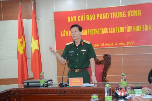 Ban Chỉ đạo Phòng không Trung ương kiểm tra Cơ quan Thường trực Ban chỉ đạo Phòng không nhân dân tỉnh Ninh Bình