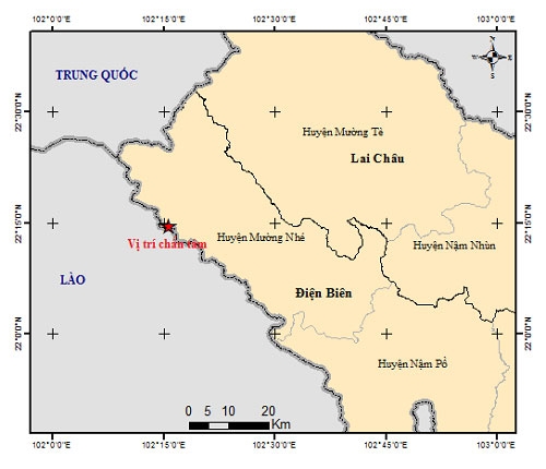 Động đất có độ lớn 3.6 tại huyện Mường Nhé, tỉnh Điện Biên