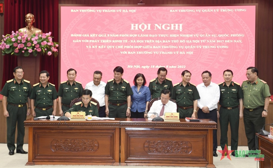Hội nghị đánh giá kết quả phối hợp giữa Ban Thường vụ Quân ủy Trung ương và Ban Thường vụ Thành ủy Hà Nội