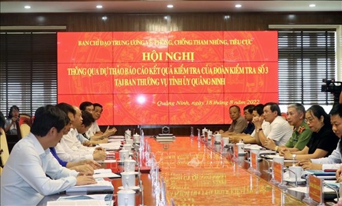  Thông báo kết quả kiểm tra công tác phòng, chống tham nhũng, tiêu cực ở Quảng Ninh