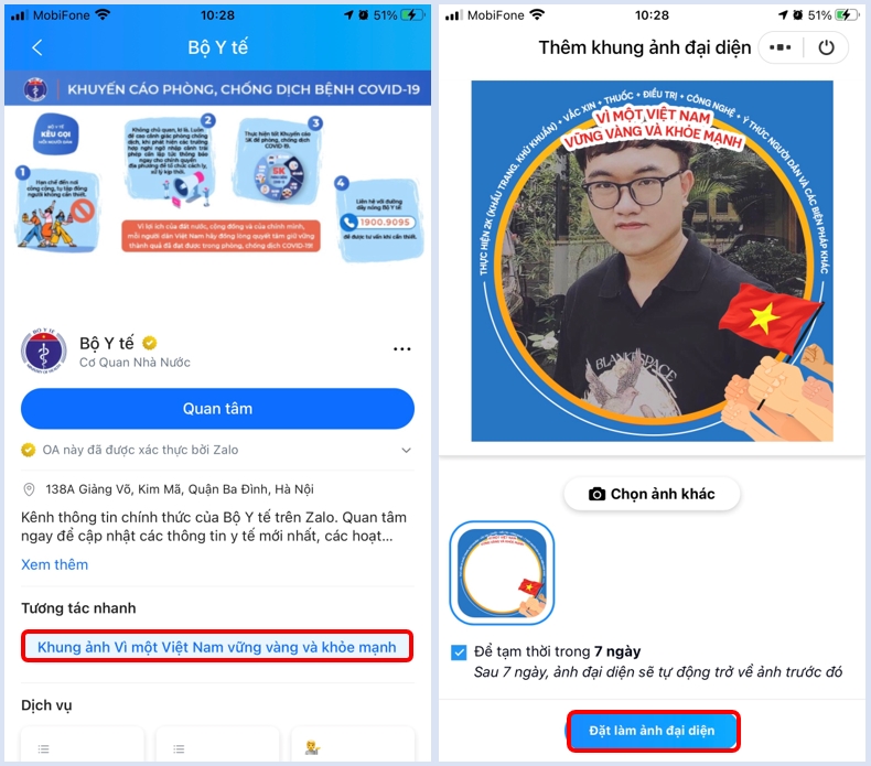 Bộ Y tế phát động đổi avatar Zalo lan tỏa thông điệp chống dịch Covid