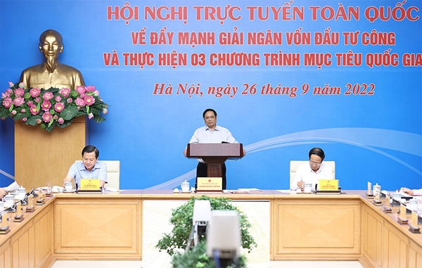 Thủ tướng Chính phủ Phạm Minh Chính chủ trì Hội nghị trực tuyến toàn quốc về đẩy mạnh giải ngân vốn đầu tư công