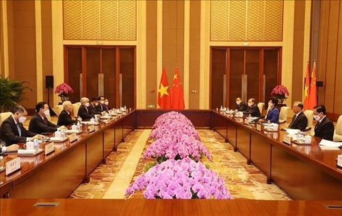Tổng Bí thư Nguyễn Phú Trọng hội kiến Chủ tịch Chính hiệp toàn quốc Trung Quốc Uông Dương