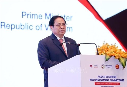 Thủ tướng Phạm Minh Chính phát biểu tại Hội nghị thượng đỉnh kinh doanh và đầu tư ASEAN