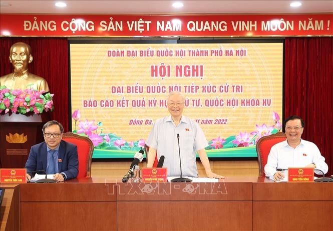 Tổng Bí thư Nguyễn Phú Trọng tiếp xúc cử tri Hà Nội sau Kỳ họp thứ tư, Quốc hội khóa XV