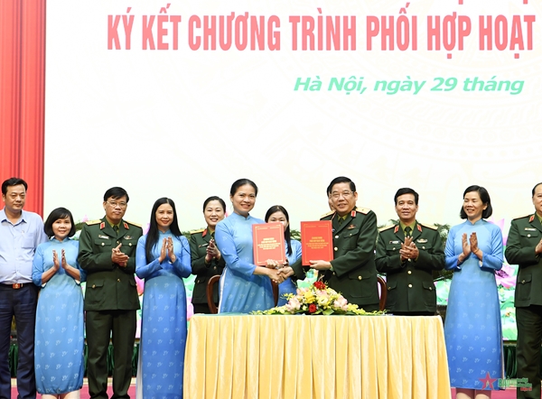 Tổng cục Chính trị Quân đội nhân dân Việt Nam và Trung ương Hội Liên hiệp Phụ nữ Việt Nam ký kết Chương trình phối hợp hoạt động