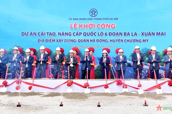 Hà Nội khởi công Dự án cải tạo, nâng cấp Quốc lộ 6 đoạn Ba La - Xuân Mai