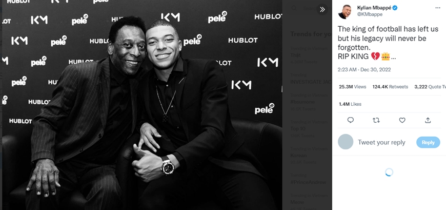 Messi, Ronaldo, Mbappe cùng nhiều ngôi sao bày tỏ tiếc thương Pele
