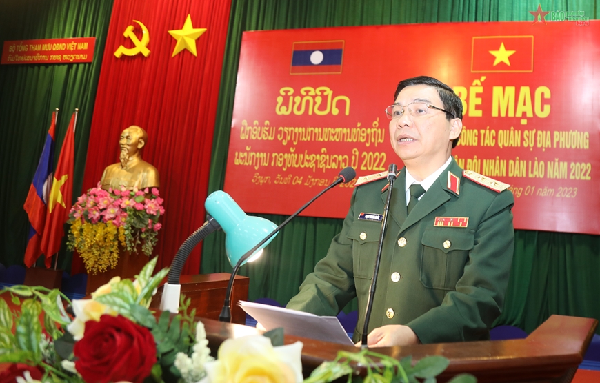 Bế mạc lớp tập huấn công tác quân sự địa phương cho Quân đội nhân dân Lào