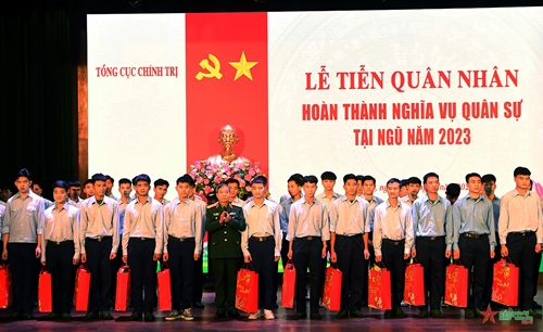 Cơ quan Tổng cục Chính trị Quân đội nhân dân Việt Nam tiễn quân nhân hoàn thành nghĩa vụ quân sự năm 2023