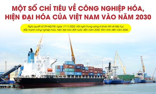 Một số chỉ tiêu về công nghiệp hóa, hiện đại hóa của Việt Nam vào năm 2030