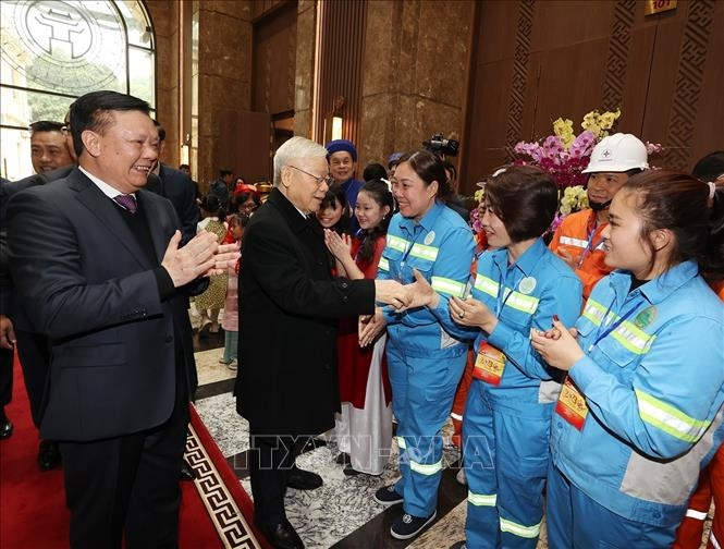 Tổng Bí thư Nguyễn Phú Trọng thăm, chúc Tết Đảng bộ, chính quyền, nhân dân Thủ đô