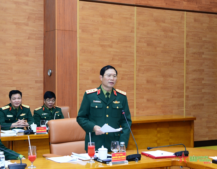 Đại tướng Phan Văn Giang và lãnh đạo Bộ Quốc phòng làm việc với Bộ Tổng Tham mưu Quân đội nhân dân Việt Nam