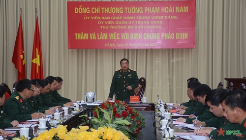 Thượng tướng Phạm Hoài Nam thăm và làm việc tại Binh chủng Pháo binh