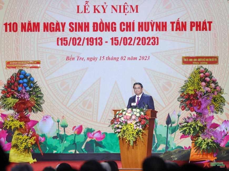 Thủ tướng Phạm Minh Chính dự Lễ kỷ niệm 110 năm Ngày sinh đồng chí Huỳnh Tấn Phát