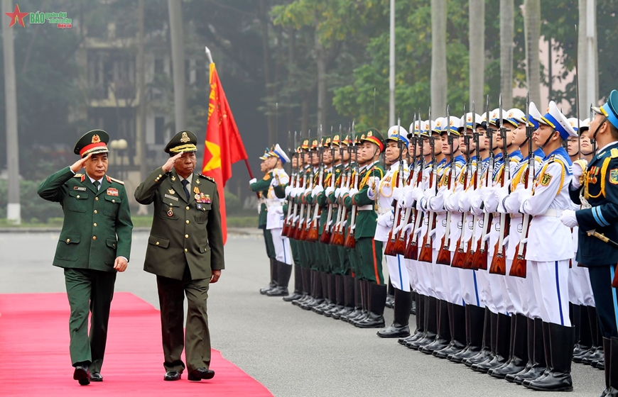 Đại tướng Phan Văn Giang chủ trì lễ đón Phó thủ tướng, Bộ trưởng Bộ Quốc phòng Campuchia