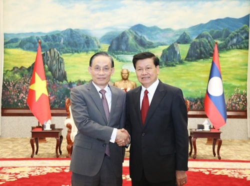 Tổng Bí thư, Chủ tịch nước và các nhà lãnh đạo cấp cao Lào tiếp Đoàn đại biểu Ban Đối ngoại Trung ương Đảng Cộng sản Việt Nam