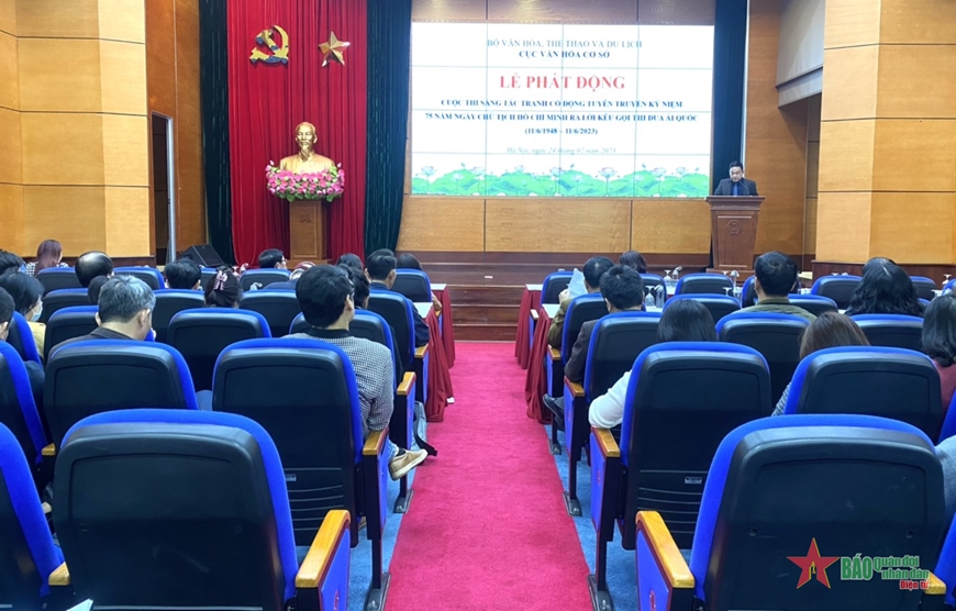 Thi sáng tác tranh cổ động kỷ niệm 75 năm Ngày Chủ tịch Hồ Chí Minh ra Lời kêu gọi thi đua ái quốc