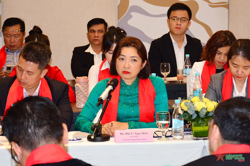  Bà Bùi Thị Ngọc Hiếu, Phó giám đốc Sở Du lịch TP Hồ Chí Minh phát biểu trao đổi tại hội nghị.