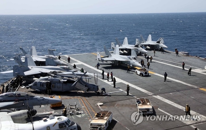 Tàu sân bay Mỹ USS Nimitz sẽ tới bán đảo Triều Tiên ngày 28-3. Ảnh: Yonhap News. 