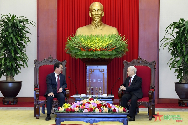 Tổng Bí thư Nguyễn Phú Trọng tiếp Bí thư Tỉnh ủy Vân Nam Trung Quốc