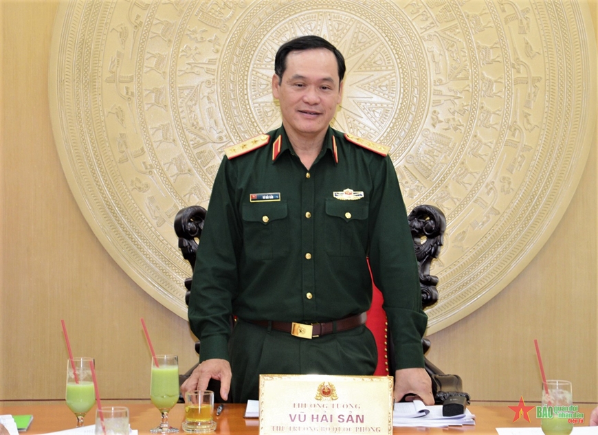  Thượng tướng Vũ Hải Sản phát biểu chỉ đạo tại buổi làm việc.