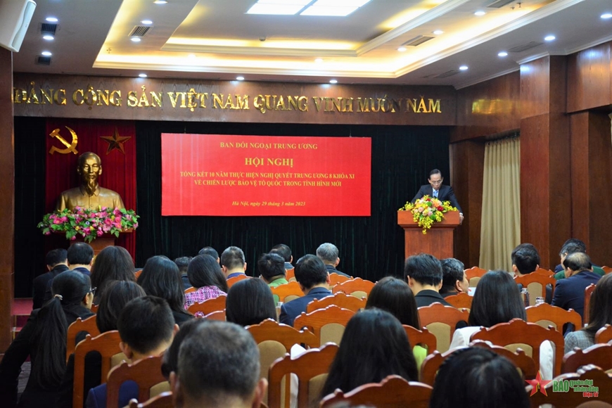 Quang cảnh Hội nghị tổng kết 10 năm thực hiện Nghị quyết Trung ương 8 khóa XI của Ban Đối ngoại Trung ương.
