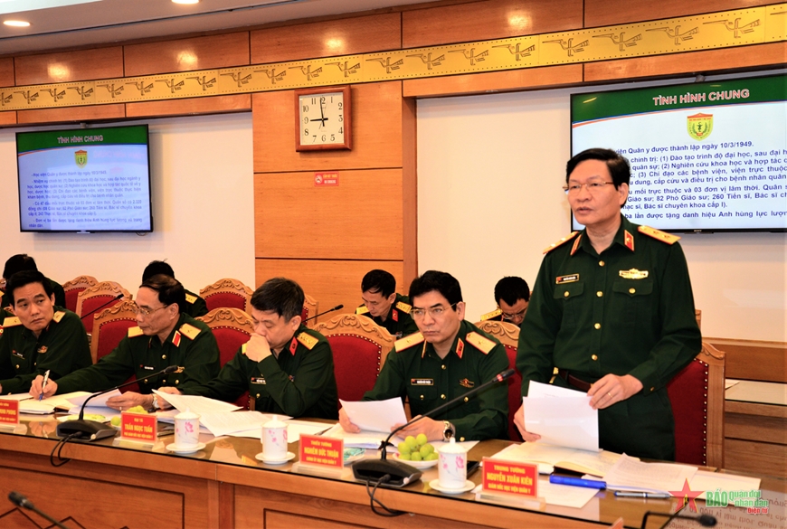 Thượng tướng Vũ Hải Sản làm việc với Học viện Quân y về công tác hậu cần, đầu tư xây dựng cơ bản