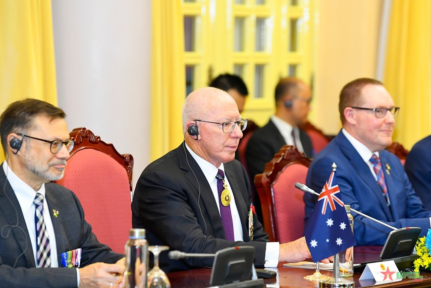 Toàn quyền Australia David Hurley tại hội đàm. Ảnh Tuấn Huy